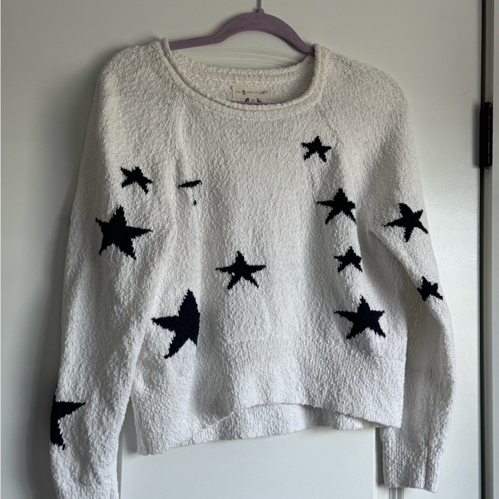 Lou & Grey White Sweater with Black Star Design